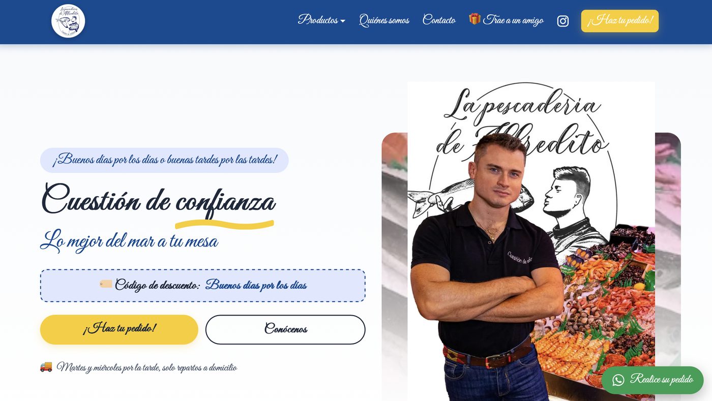 Captura del inicio de La Pescadería de Alfredito